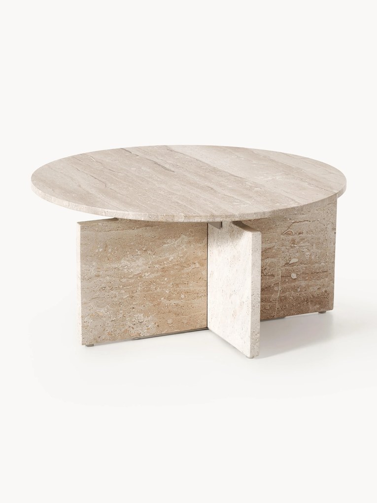 Mesa de centro redonda em travertino Marisa