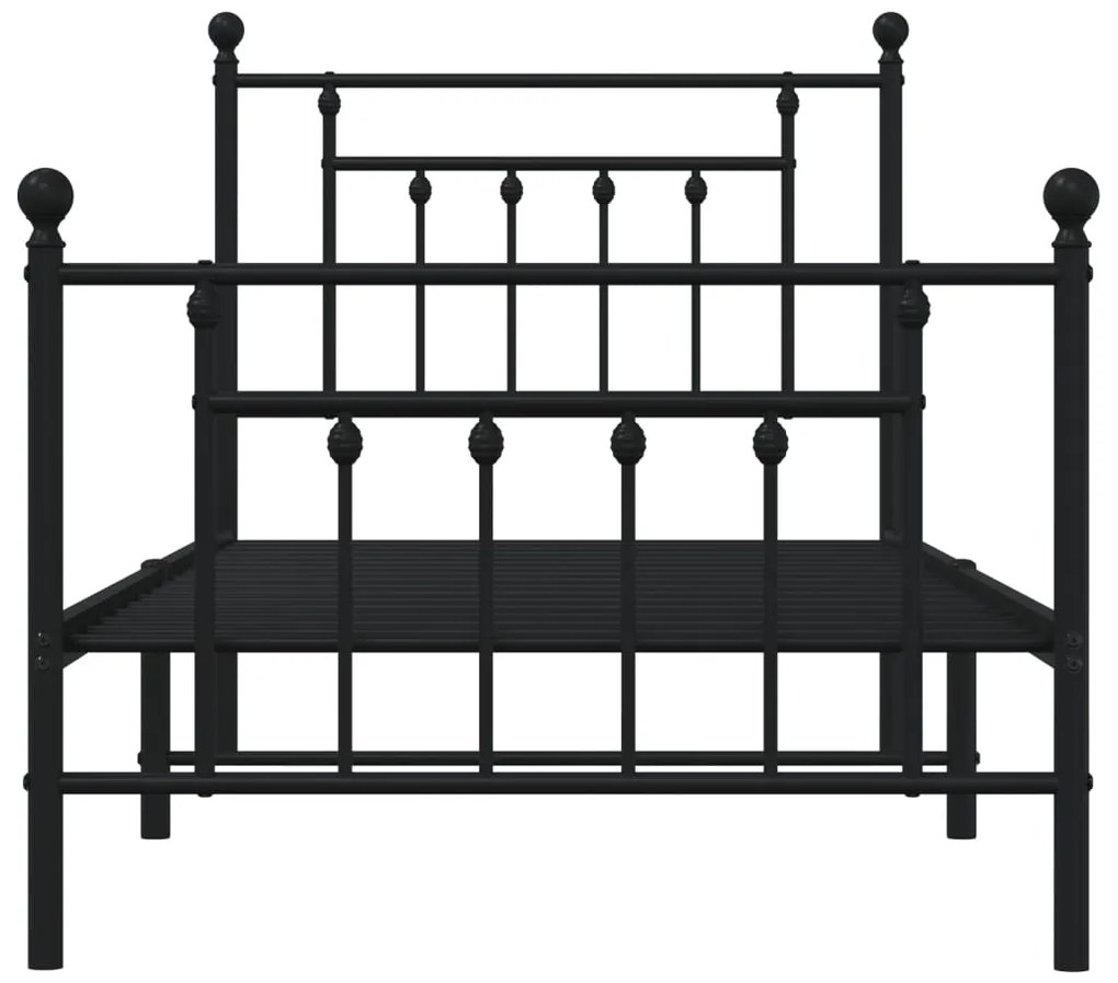 Estrutura de cama com cabeceira e pés 90x190 cm metal preto