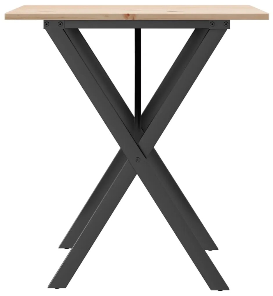Mesa de jantar estrutura em X 70x70x75 cm pinho e aço