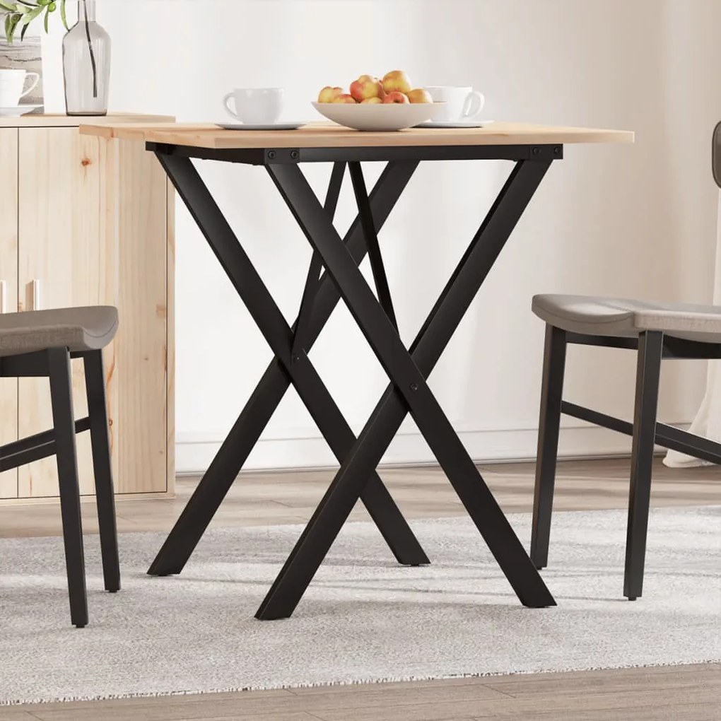 Mesa de jantar estrutura em X 70x70x75 cm pinho e aço