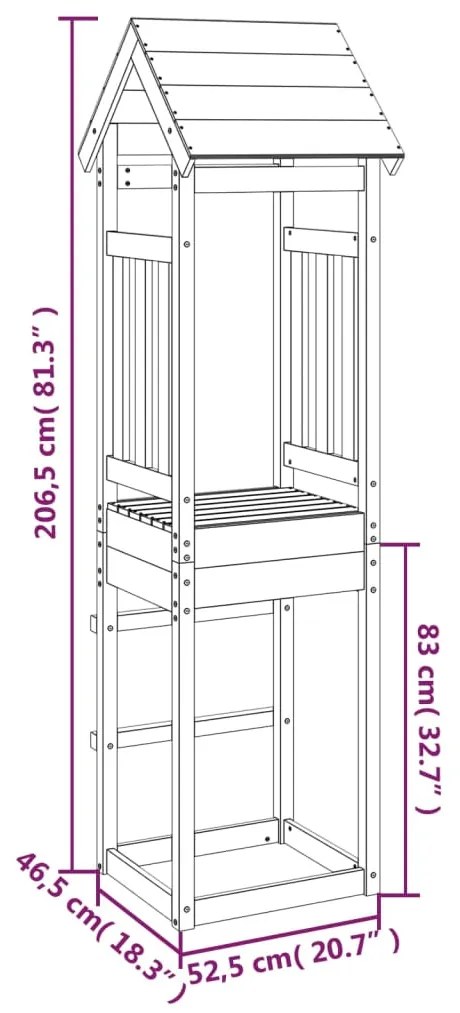 Torre de brincar 52,5x46,5x206,5 cm madeira de pinho maciça