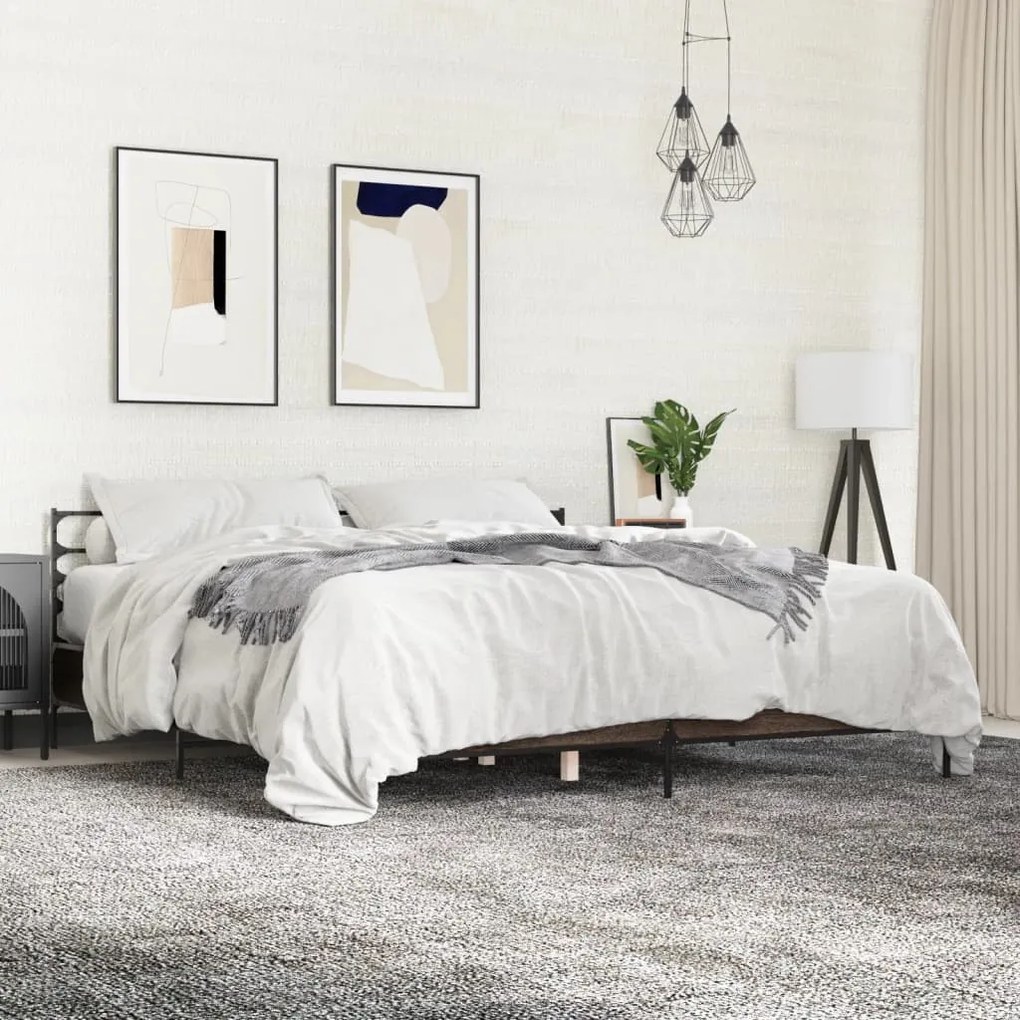 vidaXL Estrutura de cama 200x200cm derivados madeira/metal