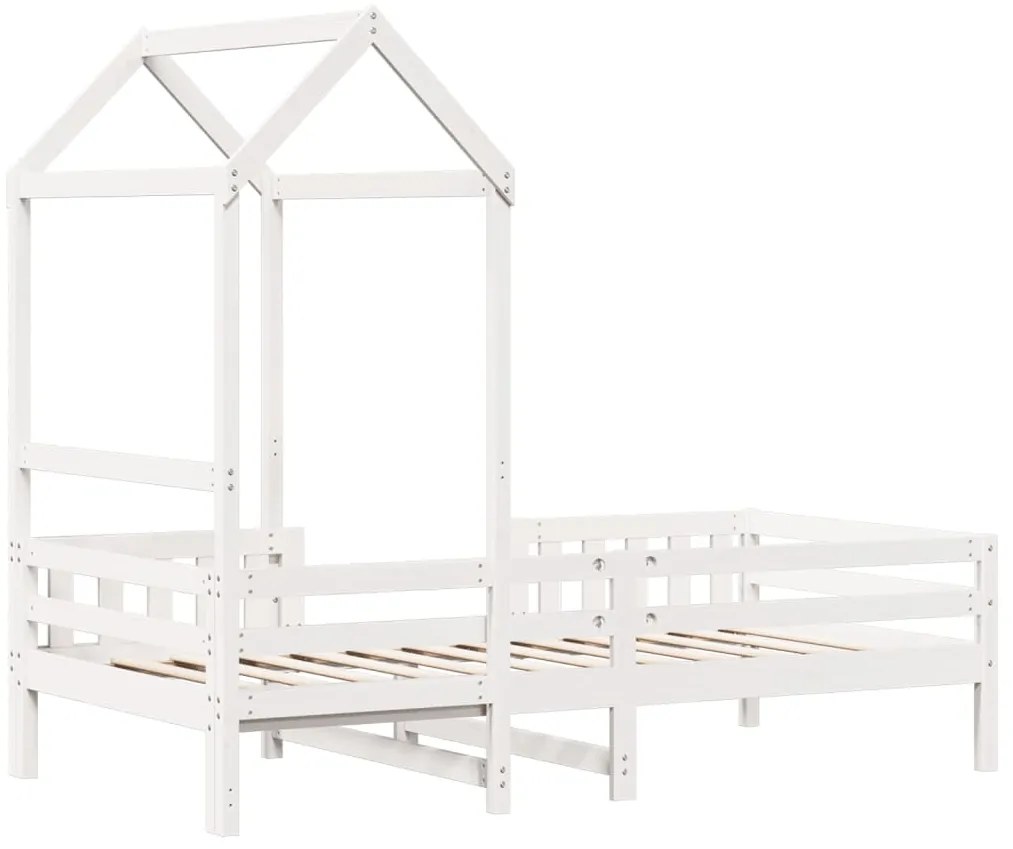 Estrutura de cama com telhado 100x200 cm pinho maciço branco