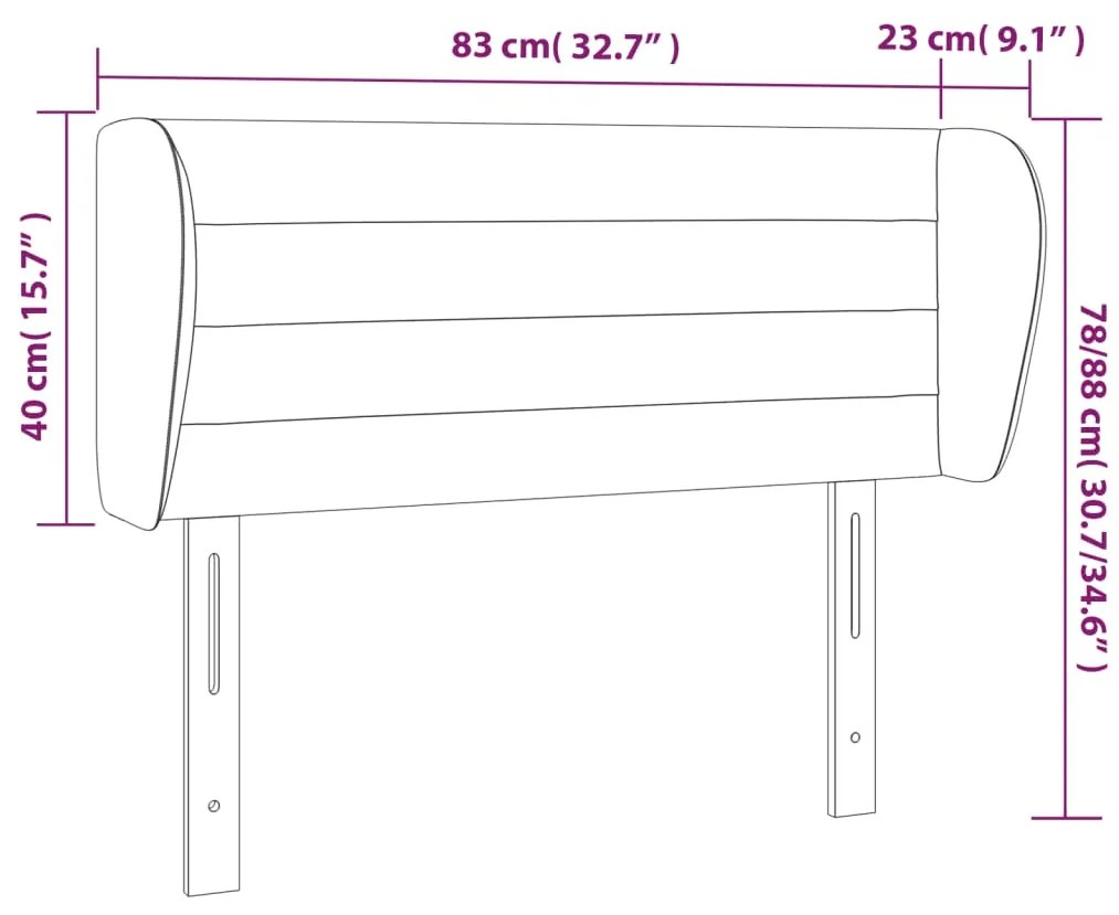 Cabeceira de cama c/ abas veludo 83x23x78/88 cm rosa