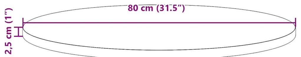 Tampo de mesa pinho maciço Ø80x2,5 cm branco