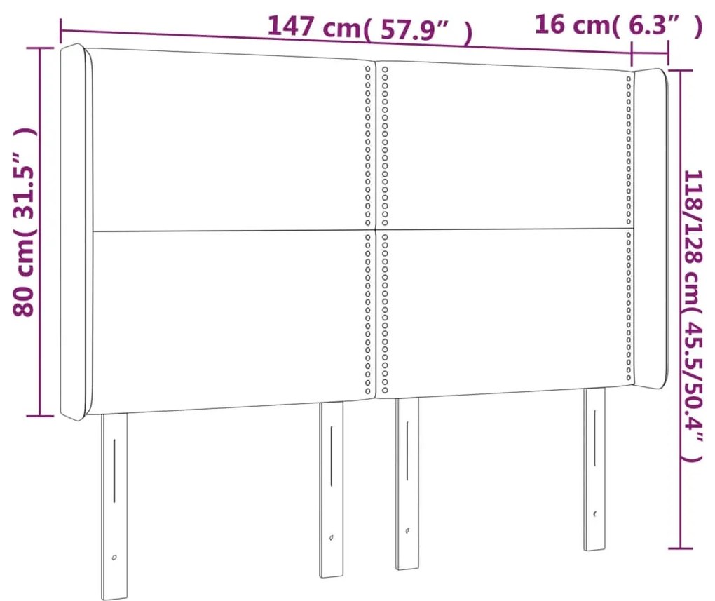 Cabeceira cama c/ luzes LED veludo 147x16x118/128cm azul-escuro