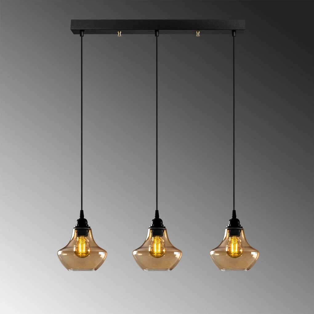 Candeeiro Suspenso Gold – Dourado e Preto – 65 x 17 cm