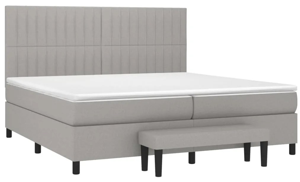 Cama com molas/colchão 200x200 cm tecido cinza-claro