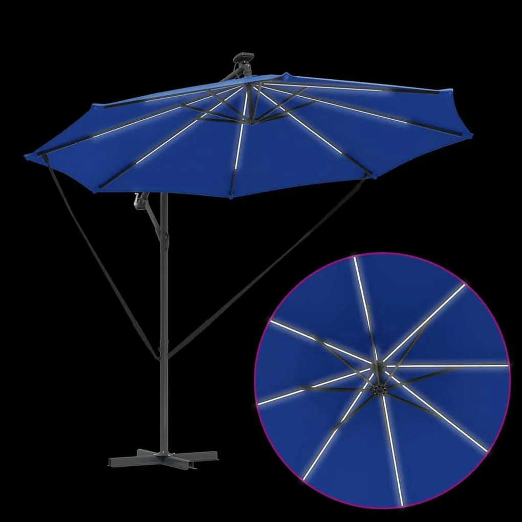Guarda-sol de Bananeira Cantilever com bloqueio azul ciano