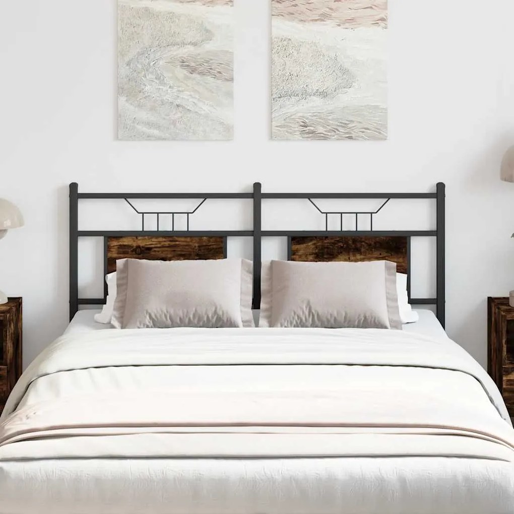 Cabeceira de cama 150 cm derivados madeira/aço carvalho fumado