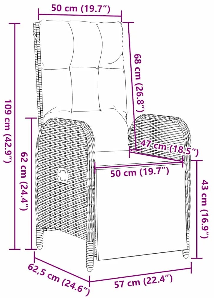Conjunto de Jantar de Jardim com 7 Peças e almofadas em Poliéster Ratt