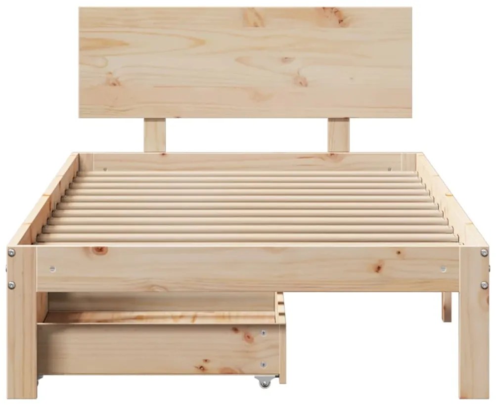 Estrutura de cama com gavetas 75x190 cm madeira de pinho maciça