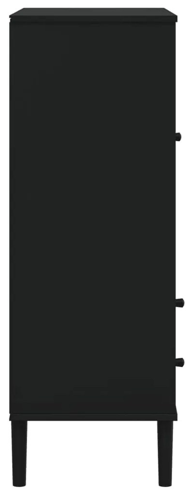 Móvel alto SENJA aspeto vime 90x40x112 cm pinho maciço preto