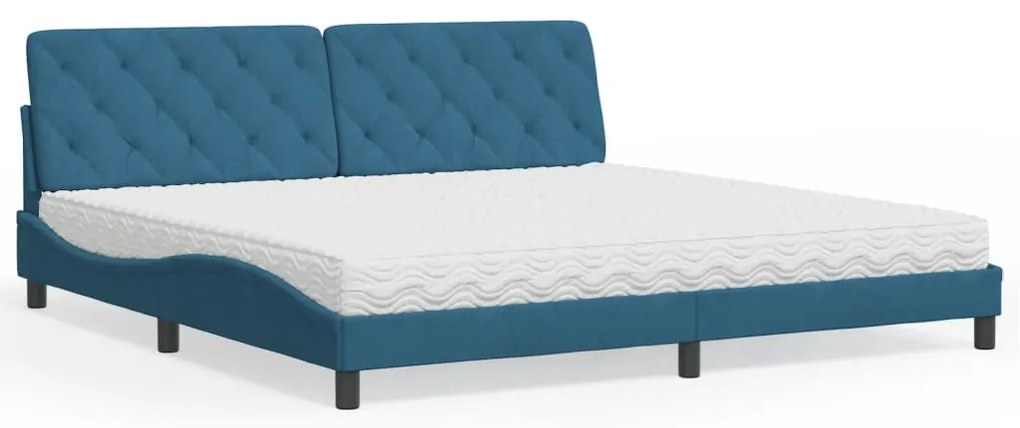 vidaXL Cama com colchão 200x200 cm veludo azul