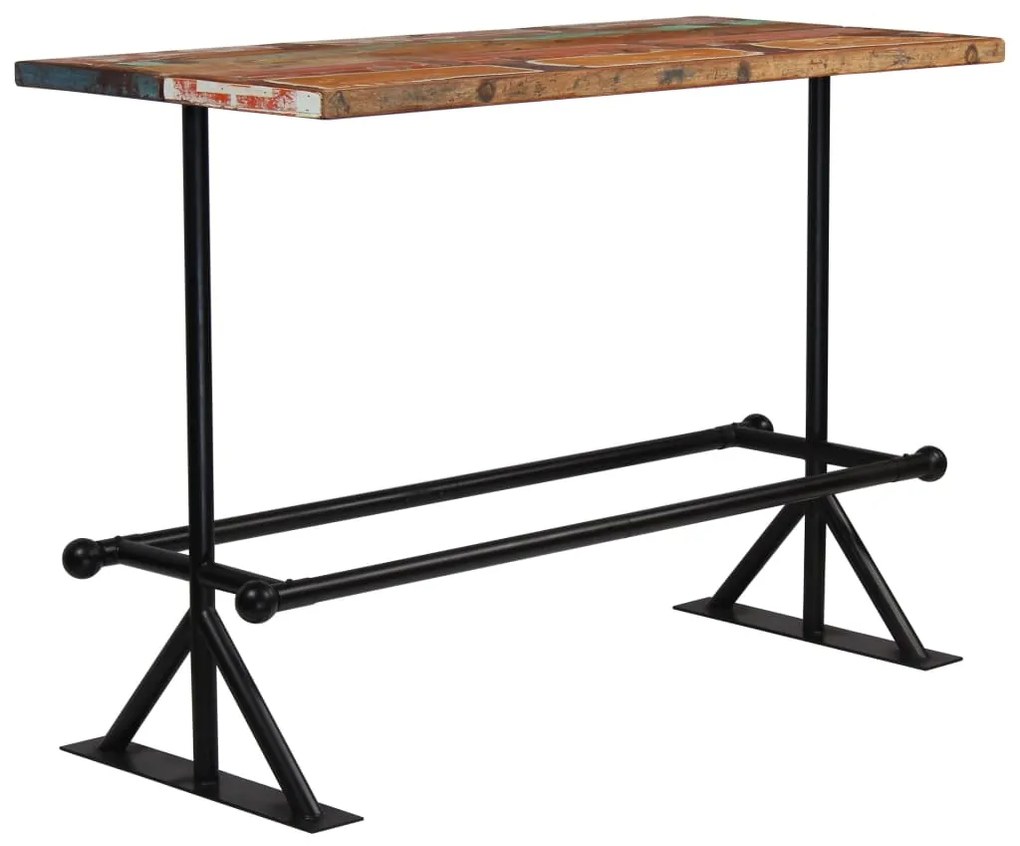 Mesa de bar madeira recuperada maciça multicor 150x70x107 cm