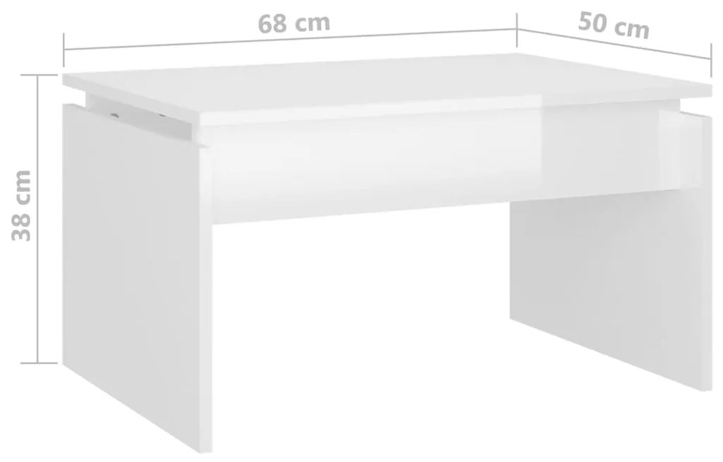 Mesa de centro 68x50x38 cm derivados madeira branco brilhante