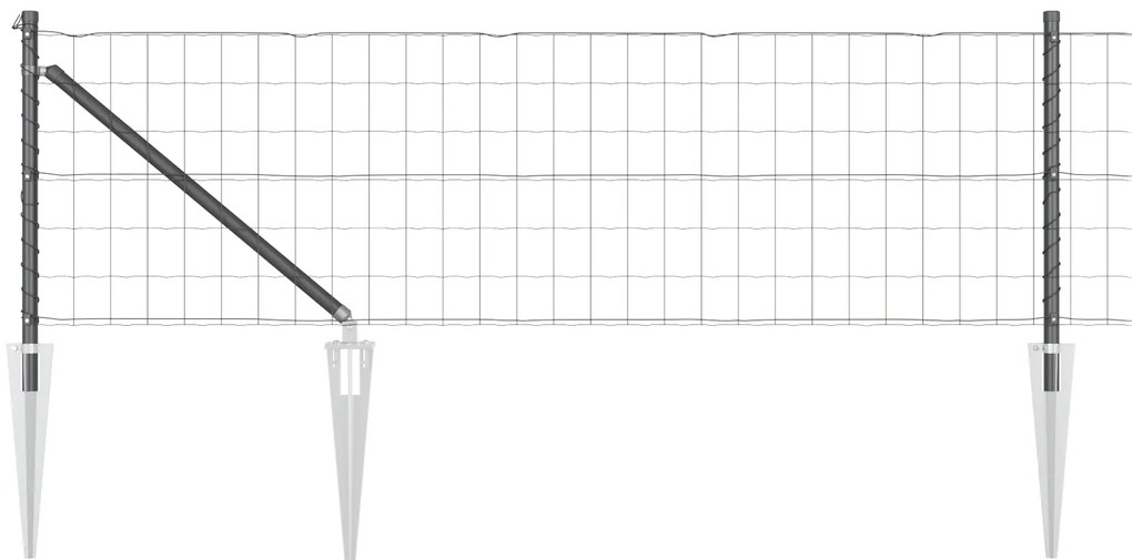 Cerca Euro com 13 Postes de Ponta 0.4x50 m Aço Galvanizado Cinza