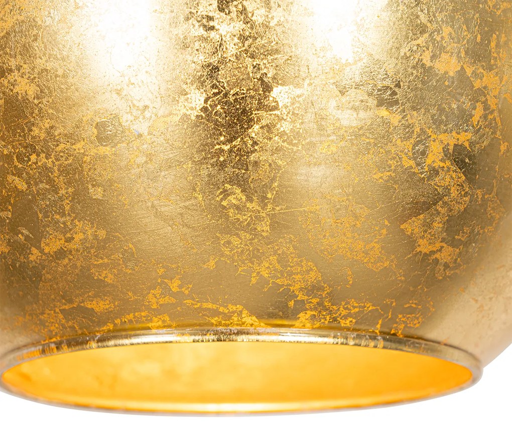 Candeeiro de suspensão design preto com vidro dourado - Bert