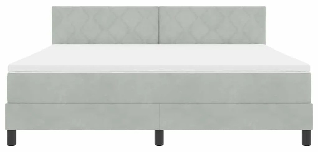 Cama Box com Colchão e Luz LED Cinza Claro 180x200 cm Veludo