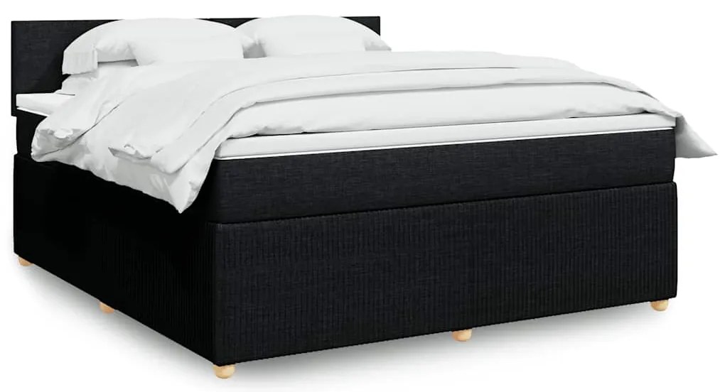 Cama com molas/colchão 180x200 cm tecido preto