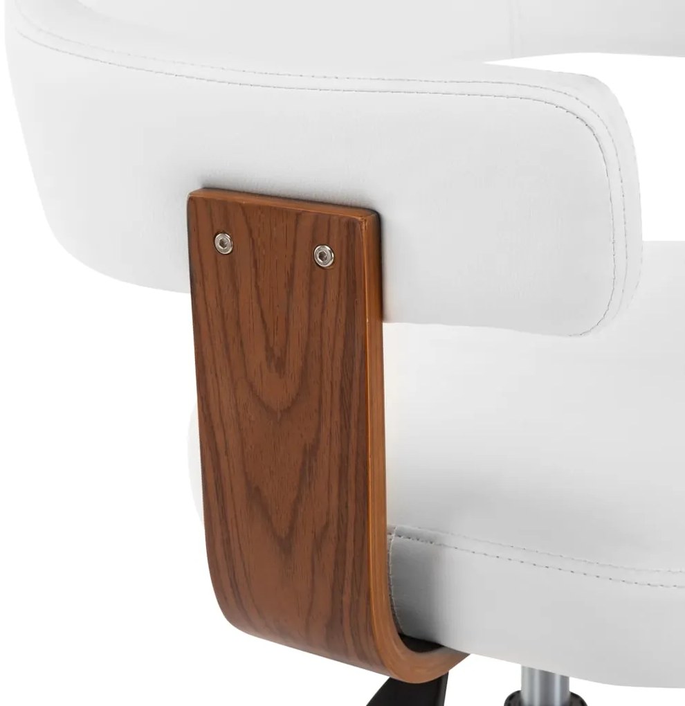 Cadeiras jantar 2 pcs madeira curvada e couro artificial branco