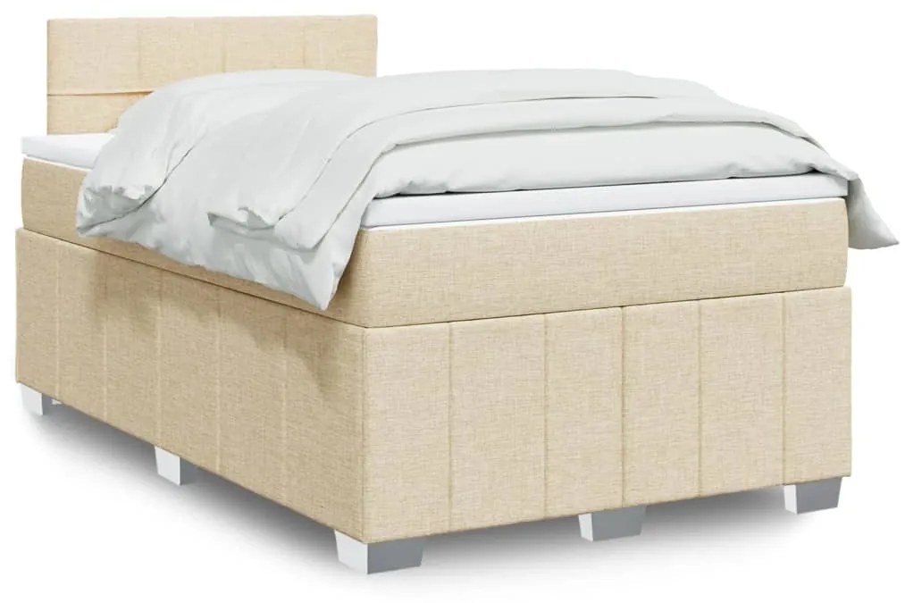 Cama boxspring com colchão 120x190 cm tecido cor creme