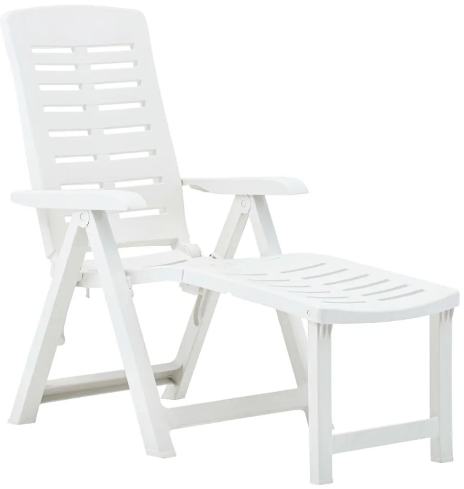 vidaXL Espreguiçadeira dobrável plástico branco