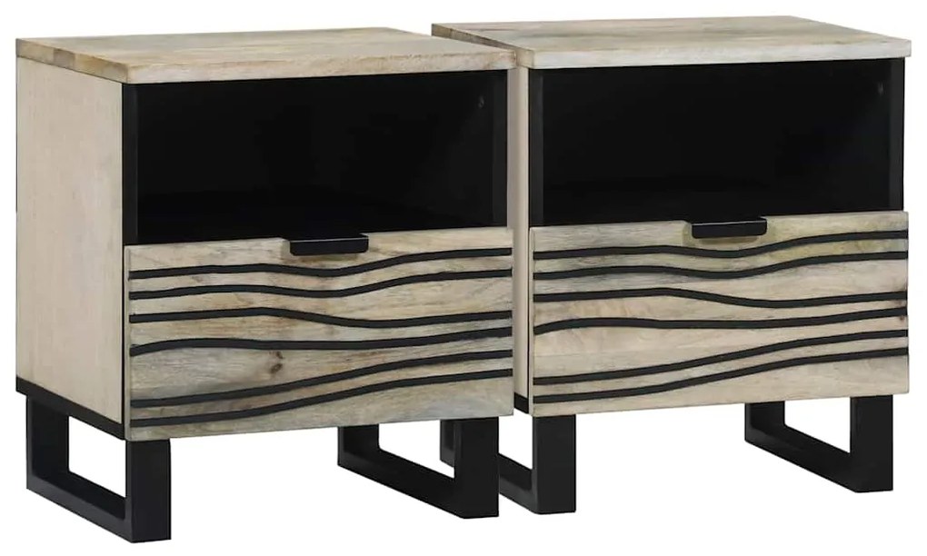 Mesas de cabeceira 2 pcs Branco e preto 40 x 33 x 46 cm