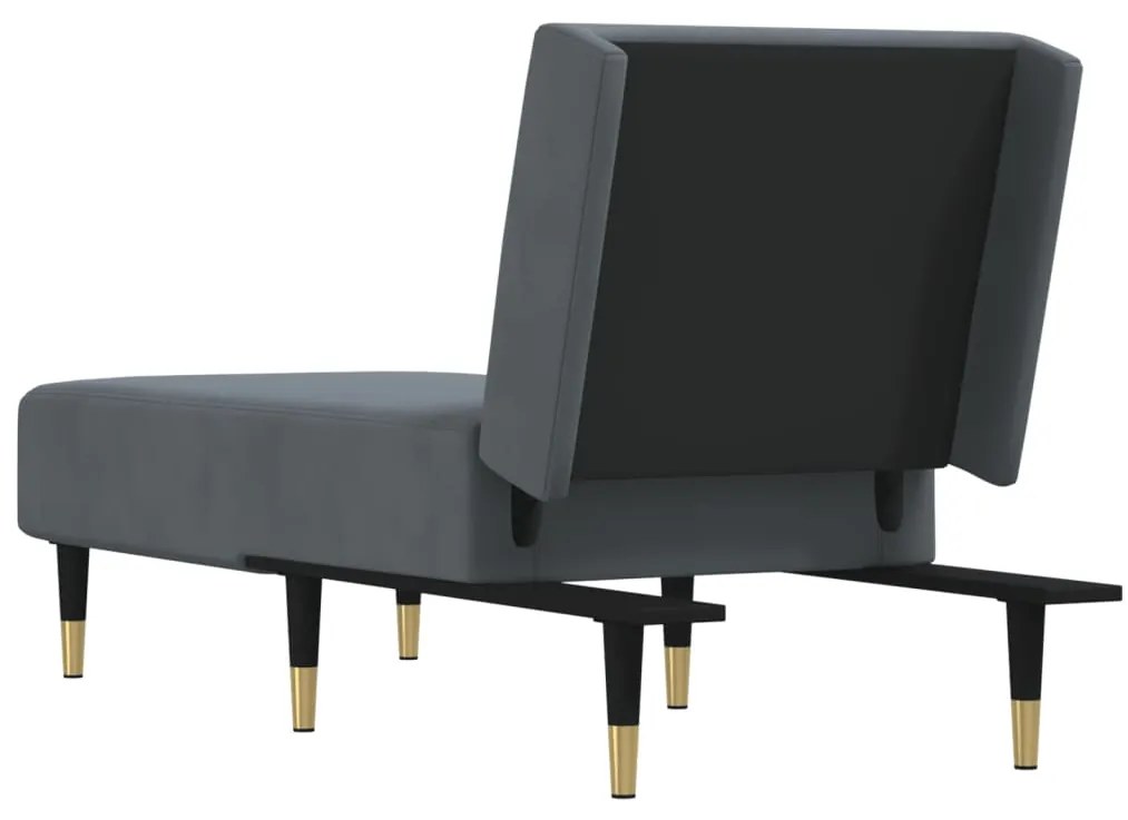 Chaise longue veludo cinzento-escuro