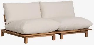 Sofá Reclinável Modular Brina De 2 Peças Em Madeira De Acácia Crema - Sklum
