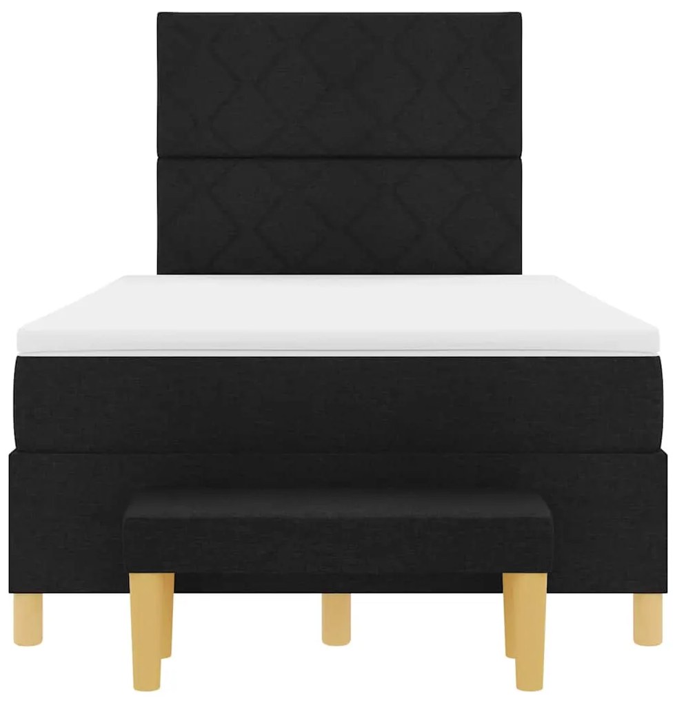 Cama Box Spring com Colchão e Banco Preto 120x190 cm Tecido