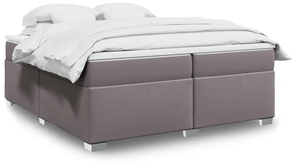 vidaXL Cama com molas/colchão 200x200 cm couro artificial cinzento