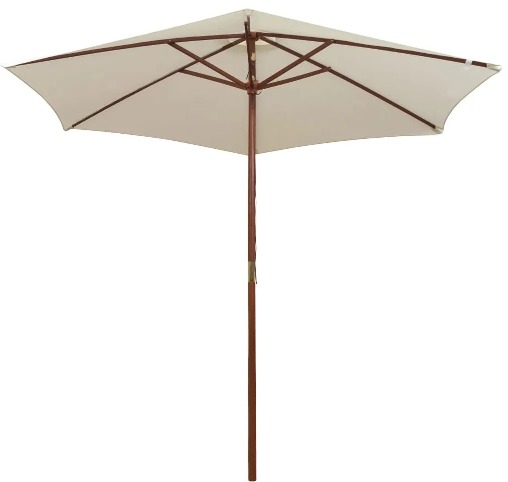 Guarda-sol com mastro em madeira 270x270 cm branco nata