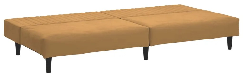 Sofá-cama de 2 lugares veludo castanho