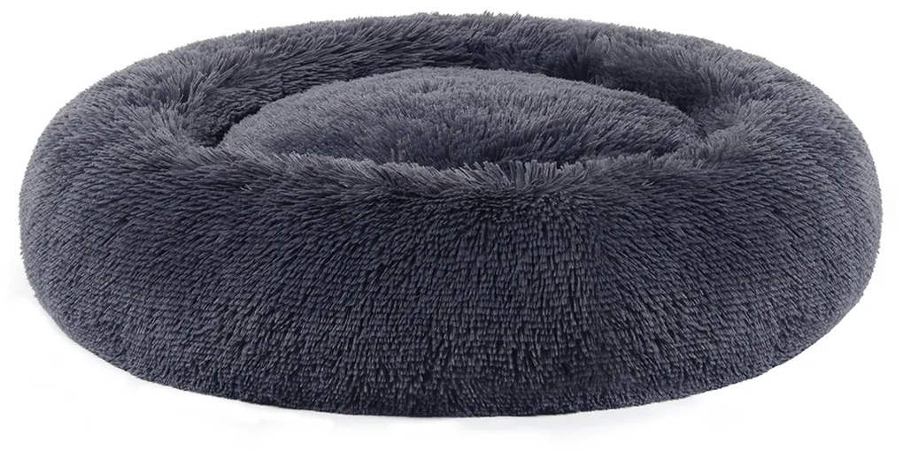 Cama para animais em formato donut de felpa longa | FEANDREA | 80 x 80 x 20 cm | cinzento | PGW040G02.
