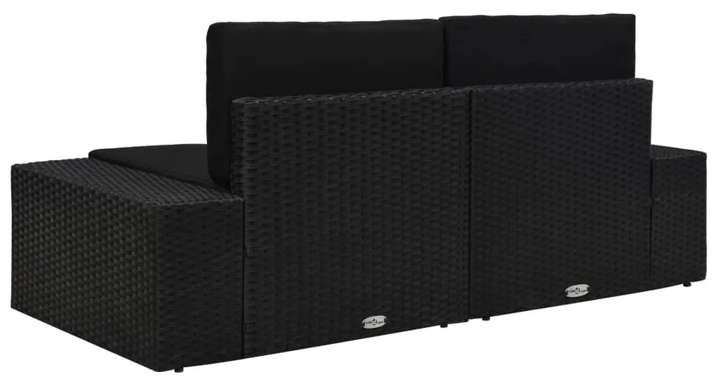 10 pcs conjunto lounge de jardim c/ almofadões vime PE preto