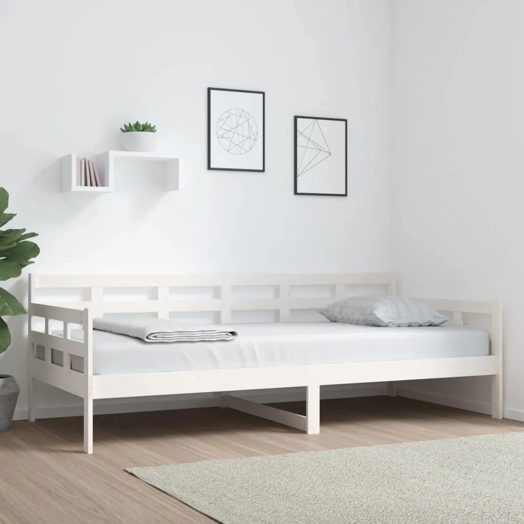 vidaXL Sofá-cama 90x200 cm madeira de pinho maciça branco