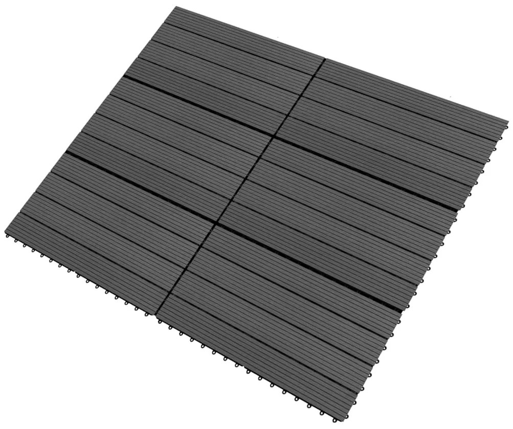 Ladrilhos de pavimento 6 pcs WPC 1,08m² 60x30 cm preto