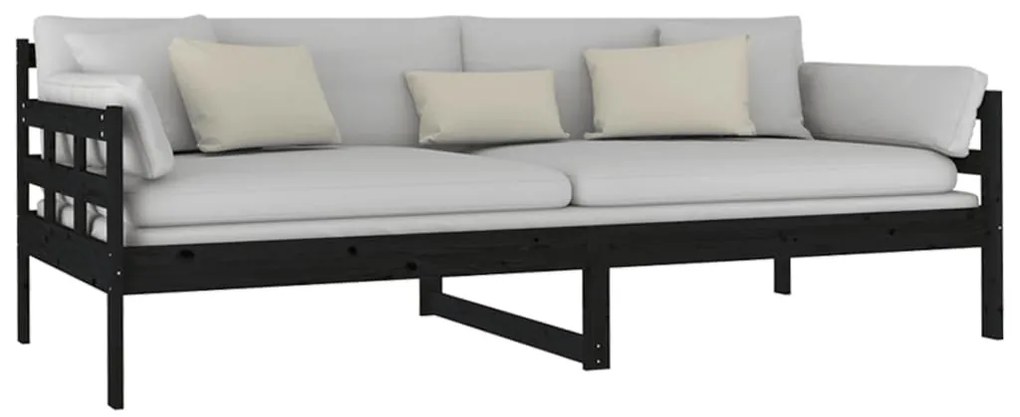 Sofá-cama 90x200 cm madeira de pinho maciça preto