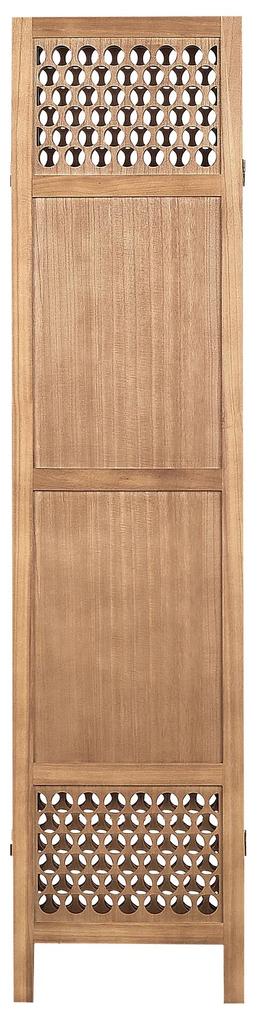Biombo com 4 painéis em madeira castanha clara 170 x 163 cm CERTOSA Beliani