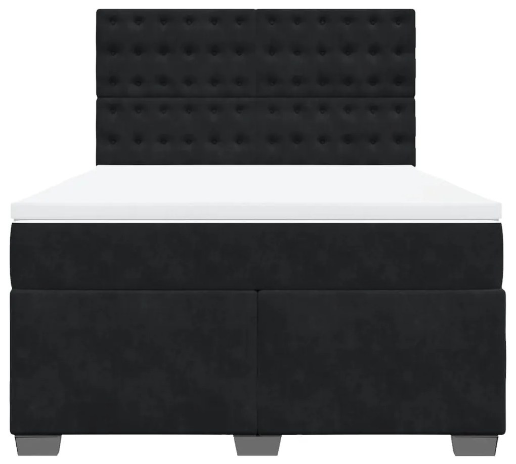 Cama com molas/colchão 140x200 cm veludo preto