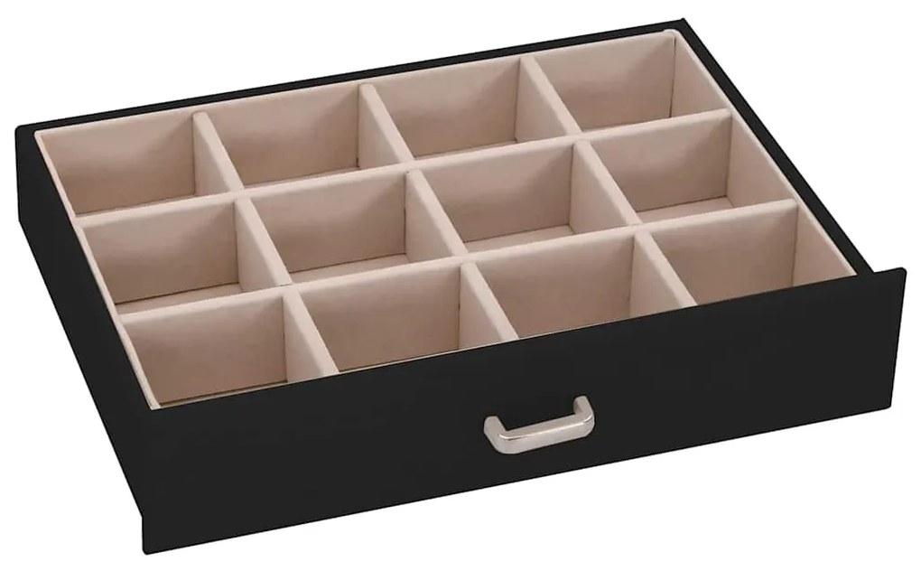 Caixa para jóias de 5 camadas com espelho com fechadura Preto