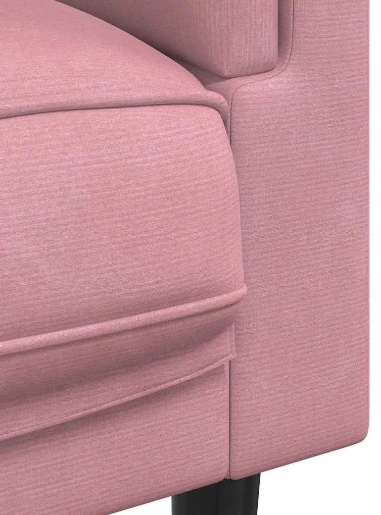 Sofá com almofadões 3 lugares veludo rosa