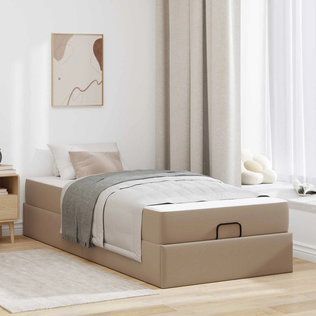 vidaXL Estrutura de cama com colchão com colchão 2 pcs Bronzeado PVC