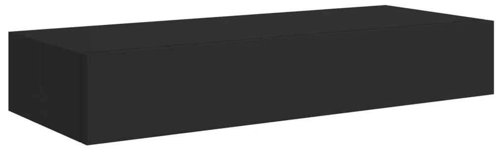 Prateleiras de parede c/ gavetas 2 pcs MDF 60x23,5x10 cm preto