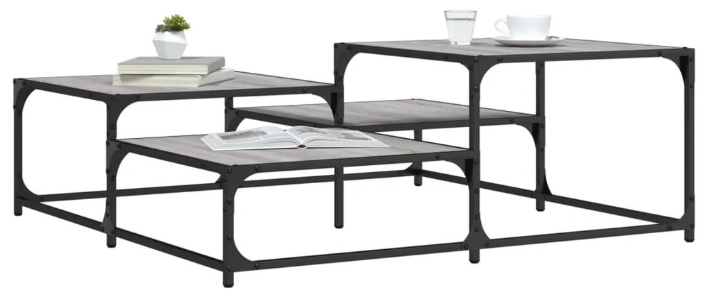 Mesa de centro 107x107x40 cm derivados de madeira cinza sonoma