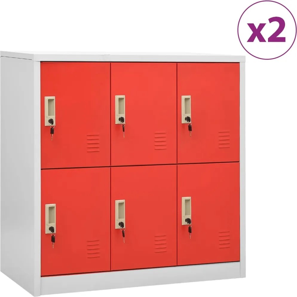 Cacifos 2 pcs 90x45x92,5 cm aço cinzento-claro e vermelho