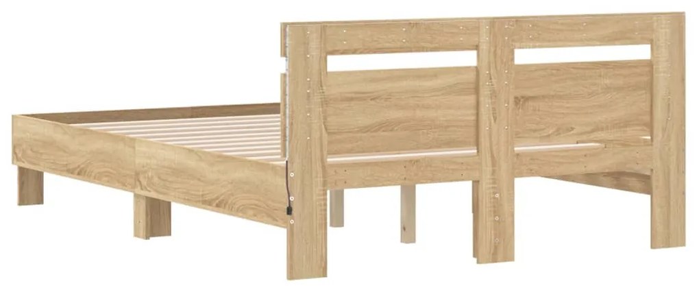 Estrutura cama c/ cabeceira/luzes LED 120x200cm carvalho sonoma