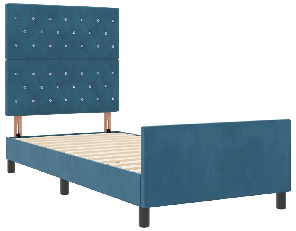 Cama vidaXL Azul Escuro 90x200 cm Veludo