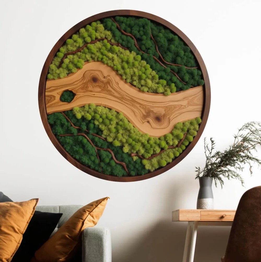 Autocolante redondo Musgo – Corrente profunda com ramos